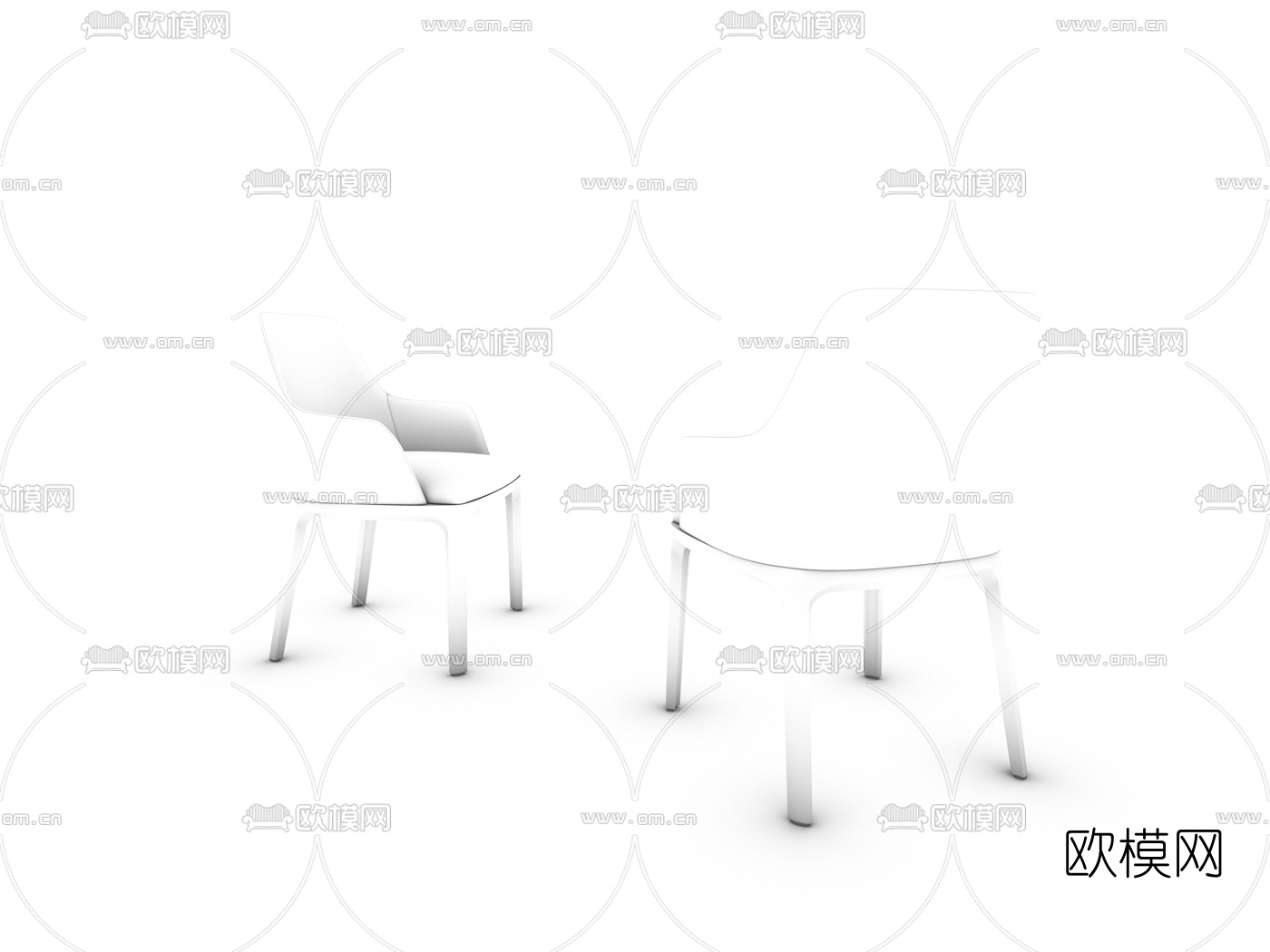 意大利Riva1920品牌 现代蓝色绒布单椅3d模型下载（渲染图2）