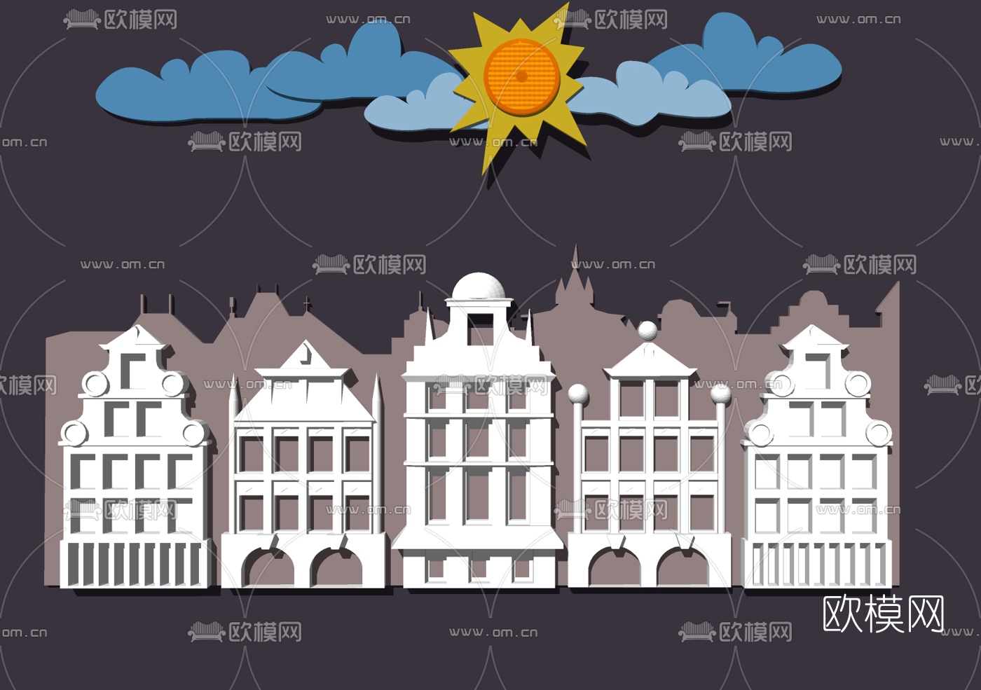 现代儿童立体挂件组合su模型下载