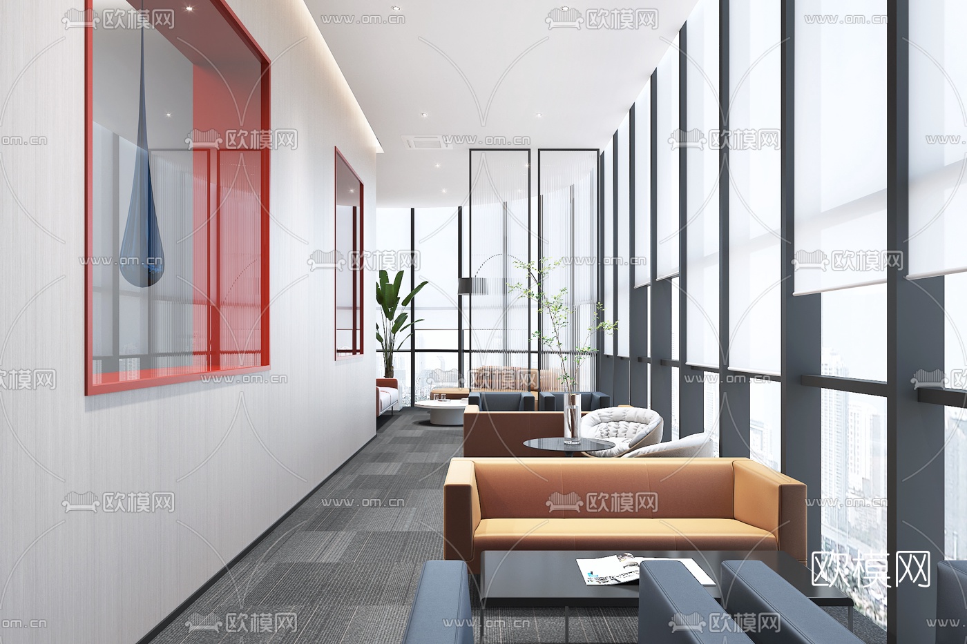 现代办公休息区3d模型