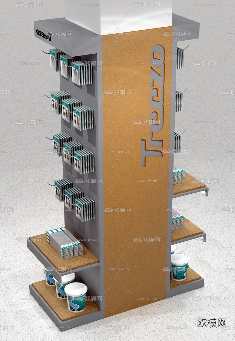 现代收银台商品展示架3d模型