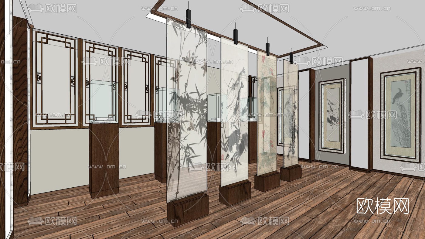 新中式会所会客室su模型下载（渲染图4）