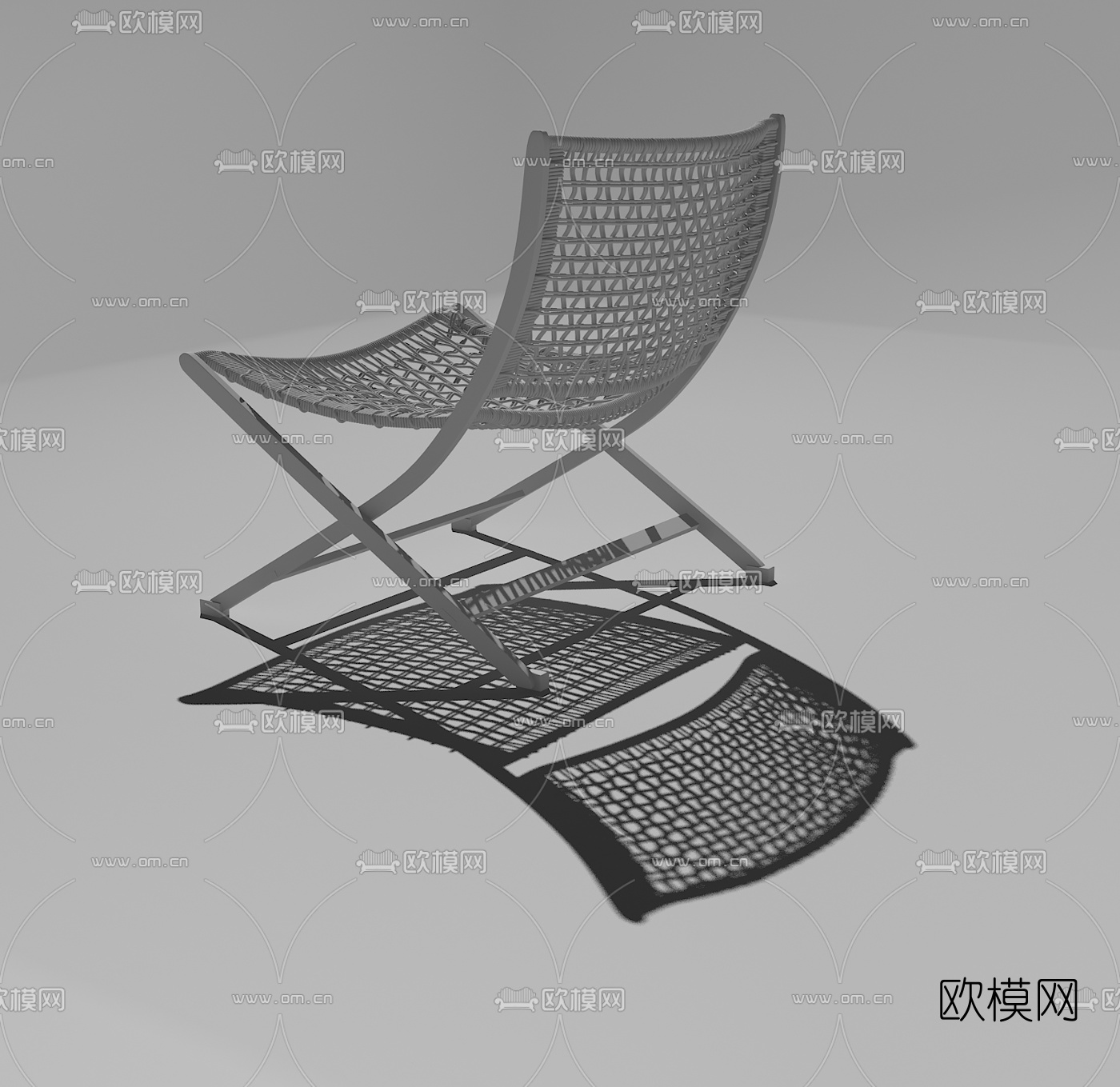 意大利FLEXFORM品牌 现代休闲编织户外折叠椅3d模型下载（渲染图4）