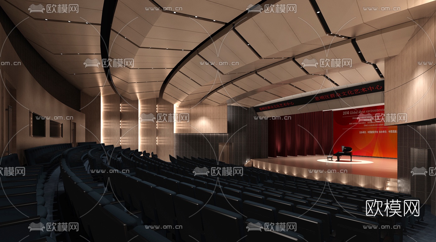 现代影剧院剧场电影院3D模型