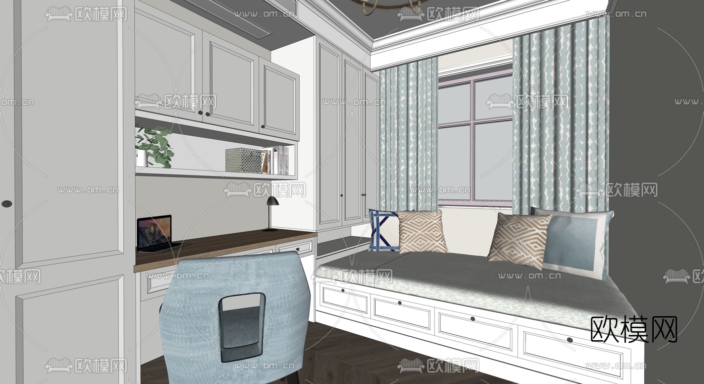 美式客餐厅su模型下载（渲染图4）