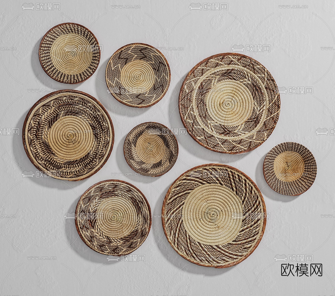 新中式圆形装饰品墙饰挂件3d模型