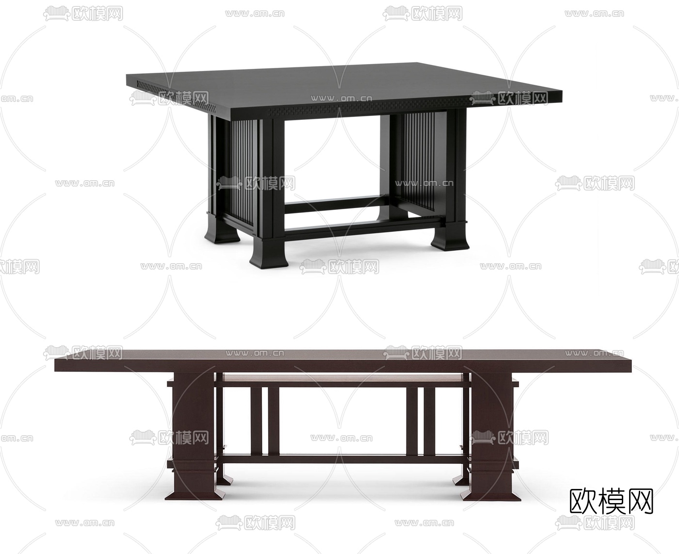 新中式实木桌子组合3d模型下载