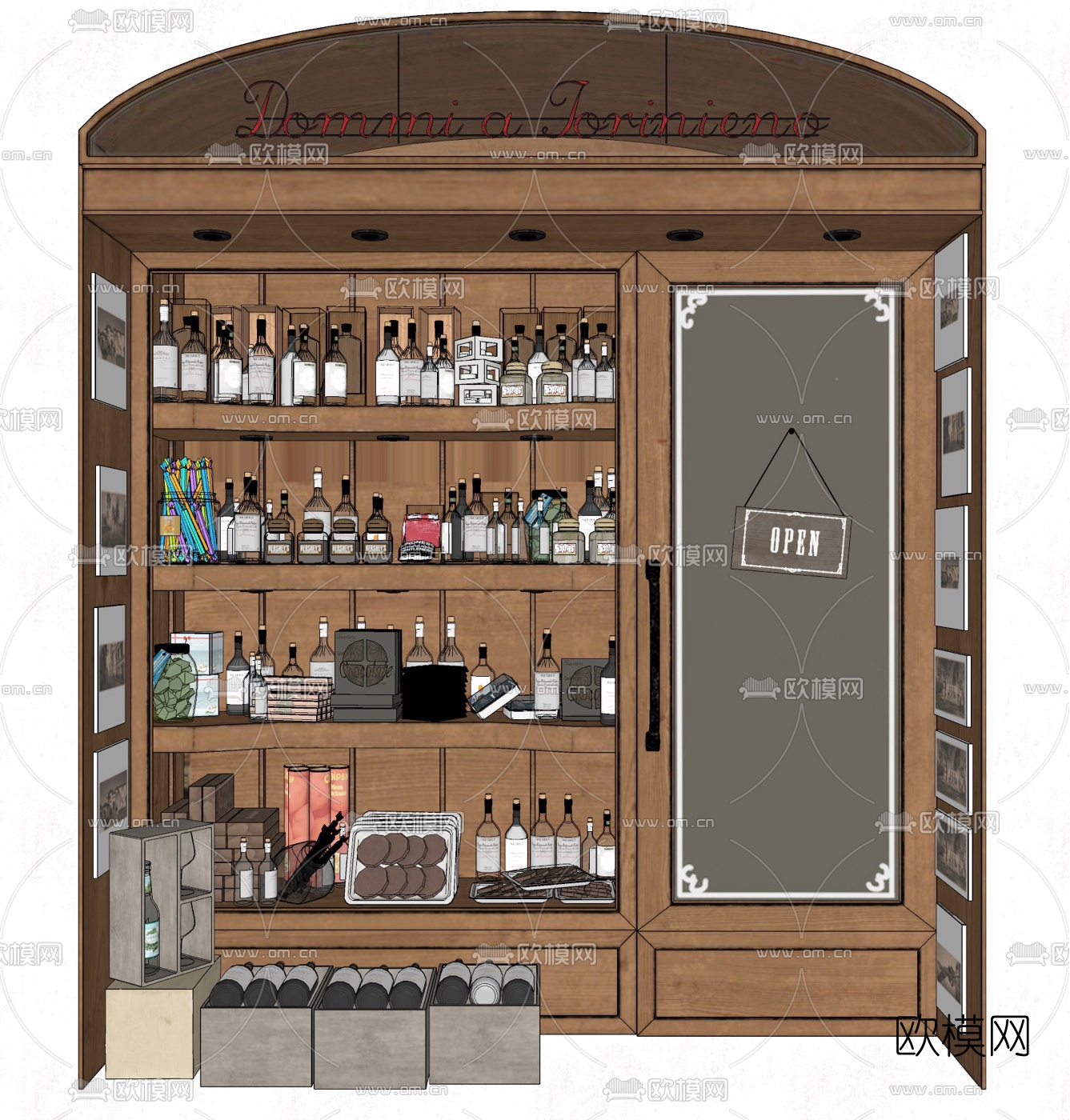现代酒吧洋酒橱窗su模型下载（渲染图1）
