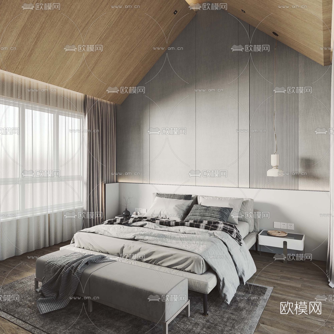 北欧酒店客房3d模型下载（渲染图3）