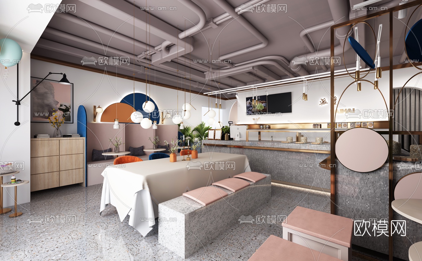 现代轻奢蛋糕店3d模型