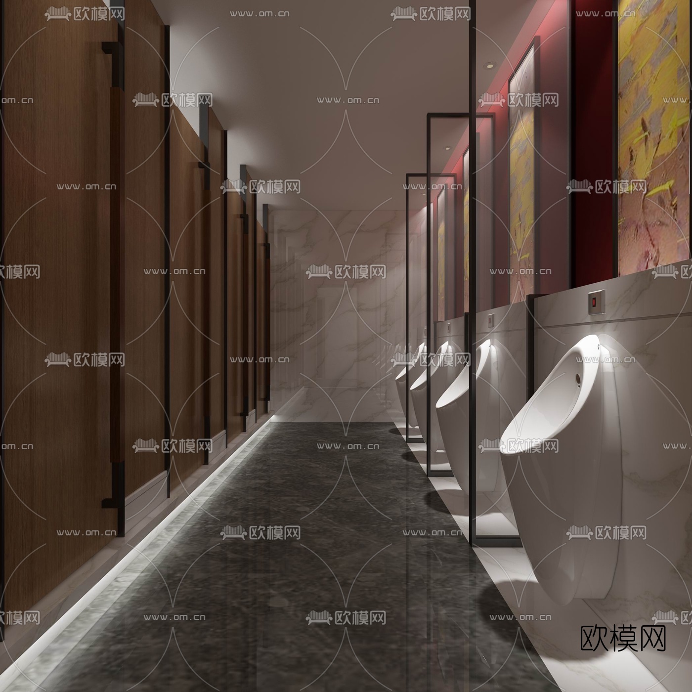 现代公共卫生间免费3d模型-免费3dmax模型库-欧模网