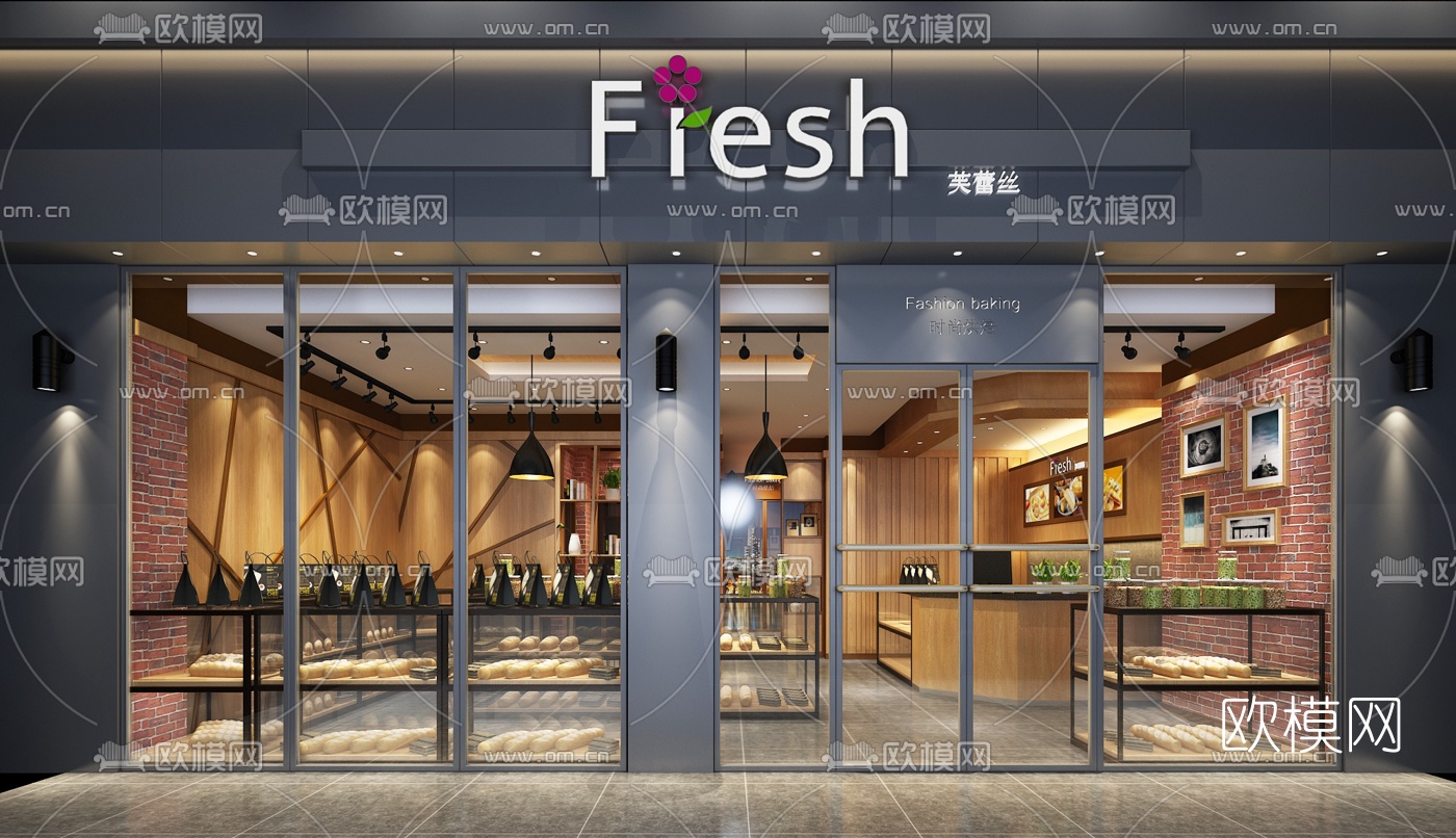 工业风蛋糕店甜品店门头3D模型