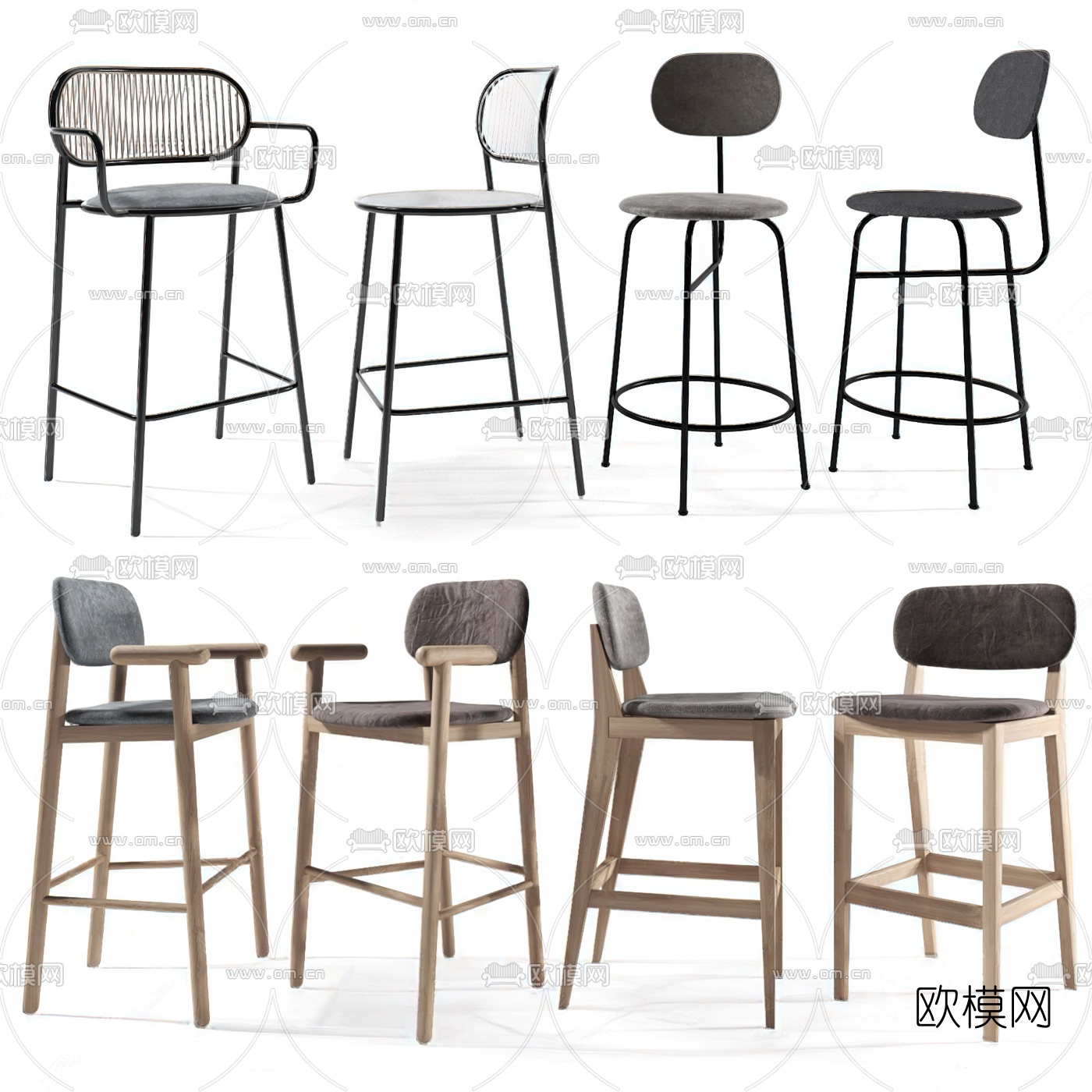 现代时尚吧台椅3d模型下载