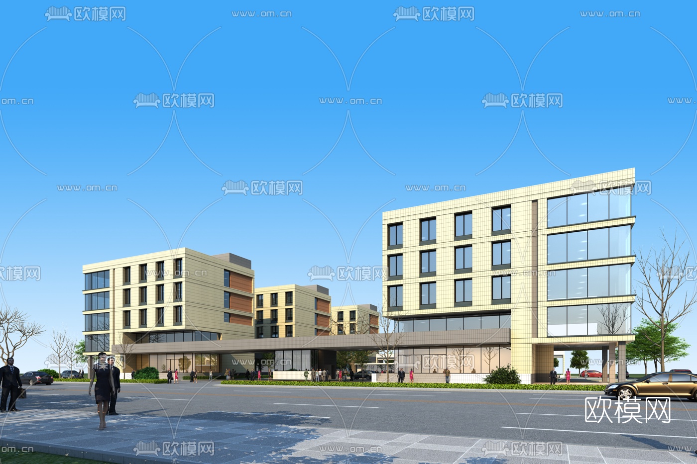 现代办公写字楼建筑外观3d模型