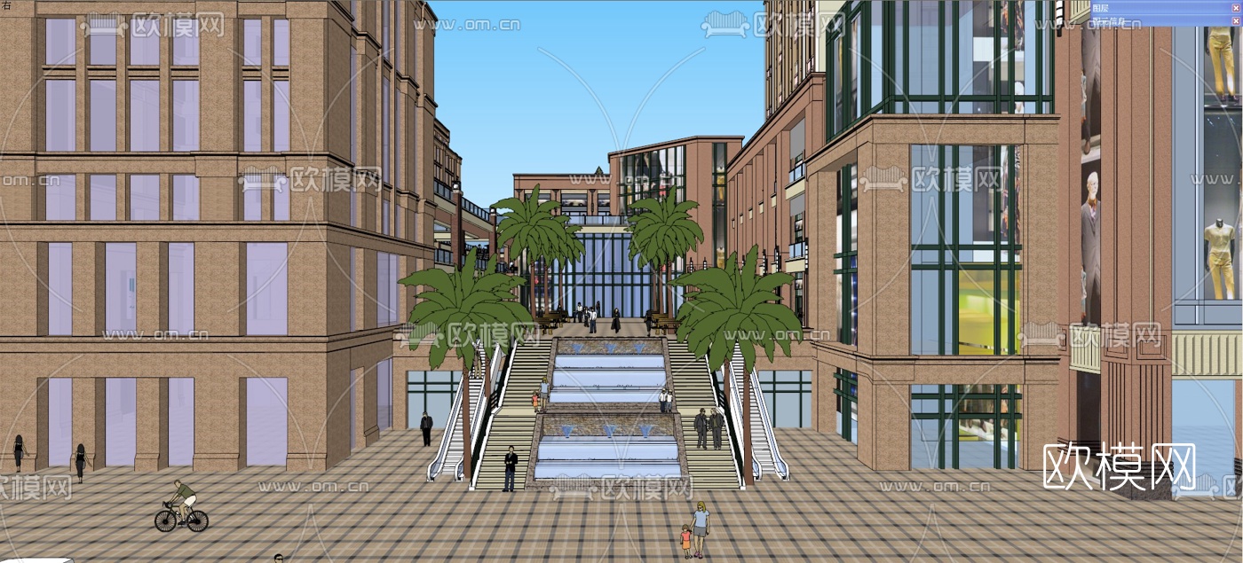欧式商住综合体su模型下载（渲染图9）
