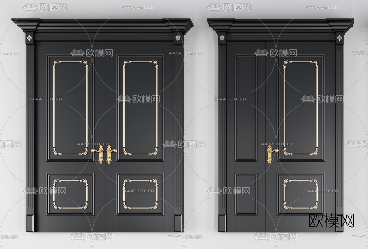 欧式烤漆单开门双开门子母门3d模型