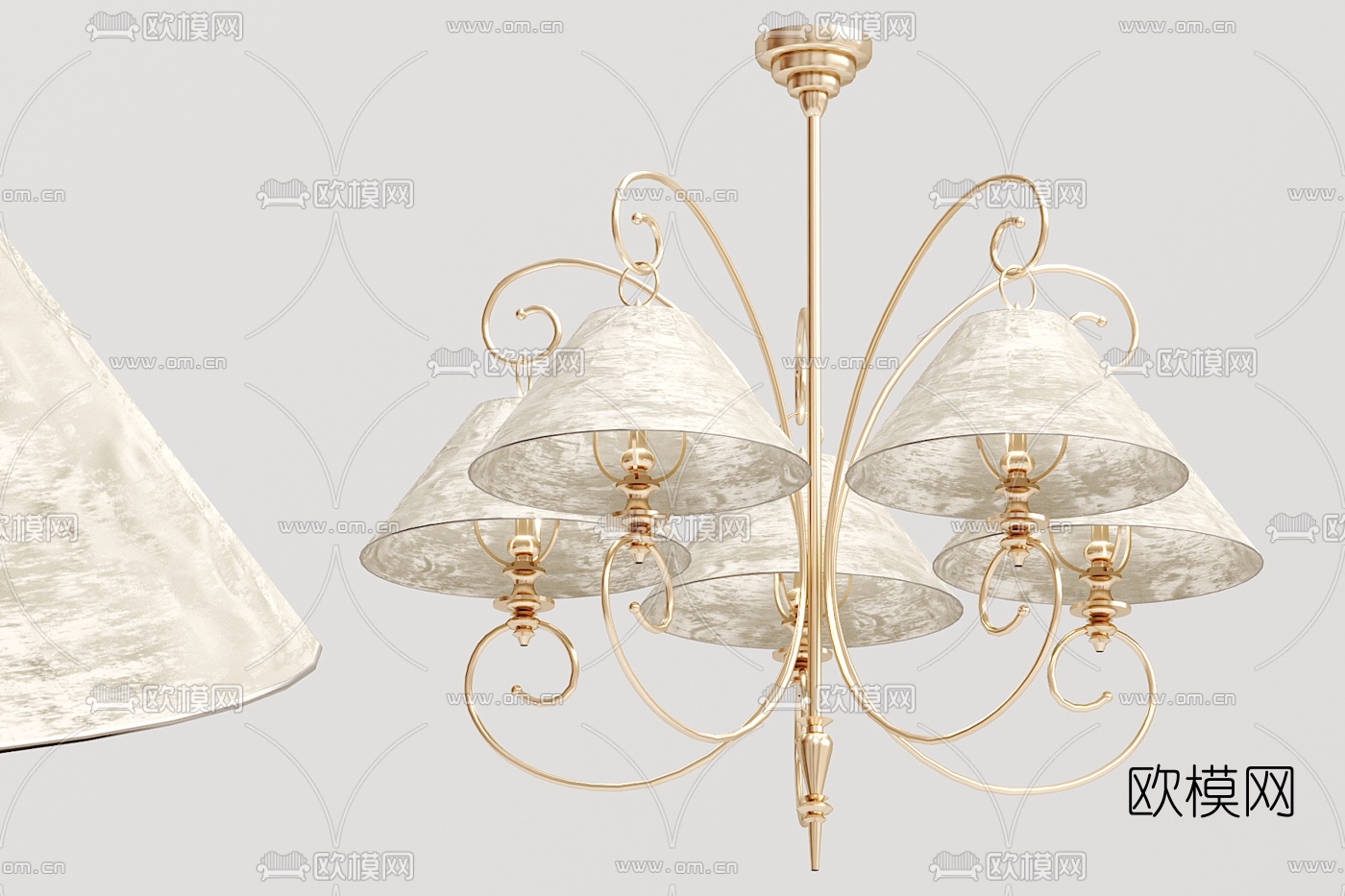 欧式金属多头吊灯3d模型下载