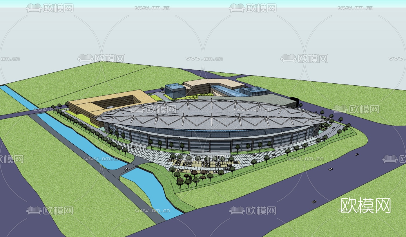 现代博物馆su模型下载