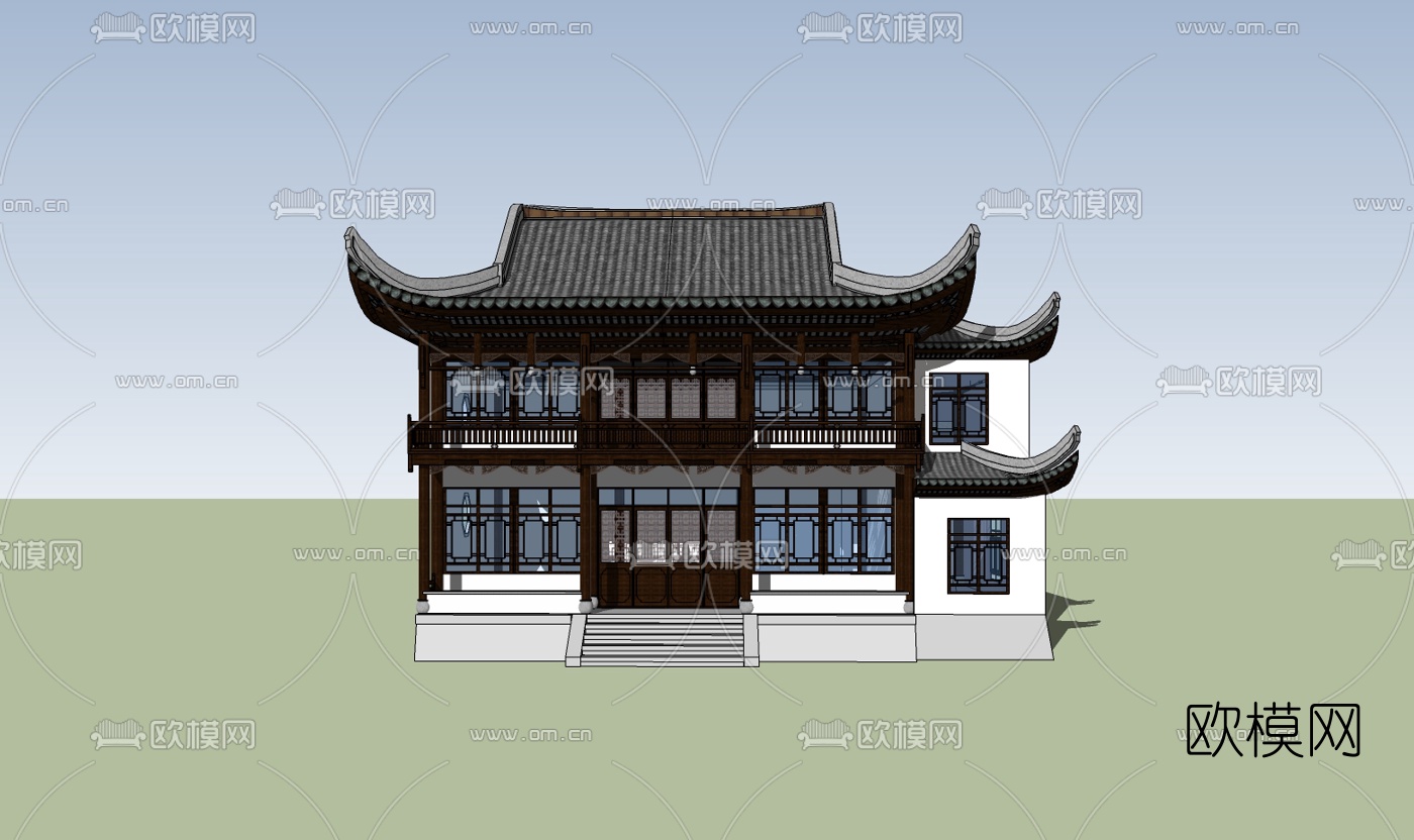 中式民俗客栈su模型下载（渲染图1）