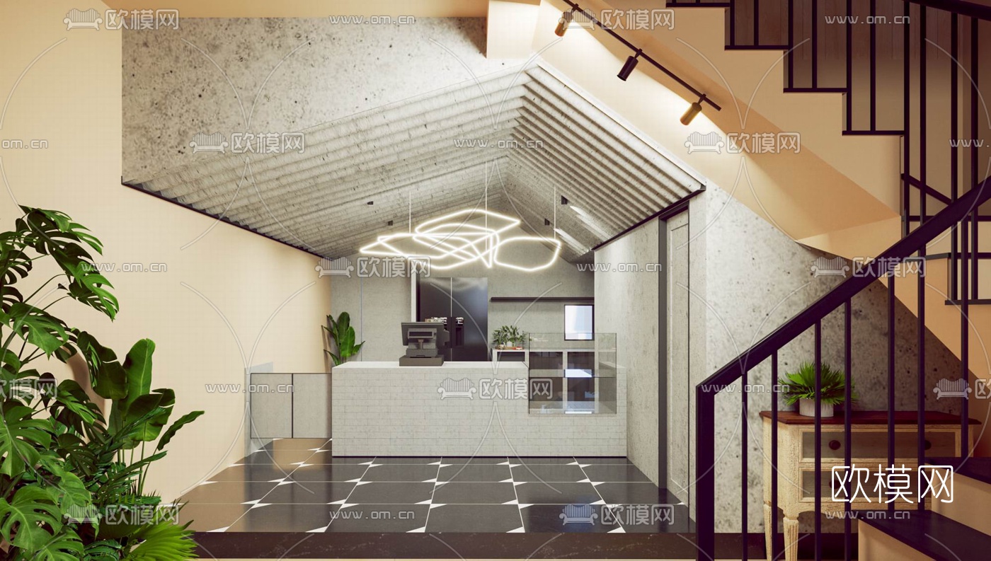 北欧咖啡厅su模型下载（渲染图2）