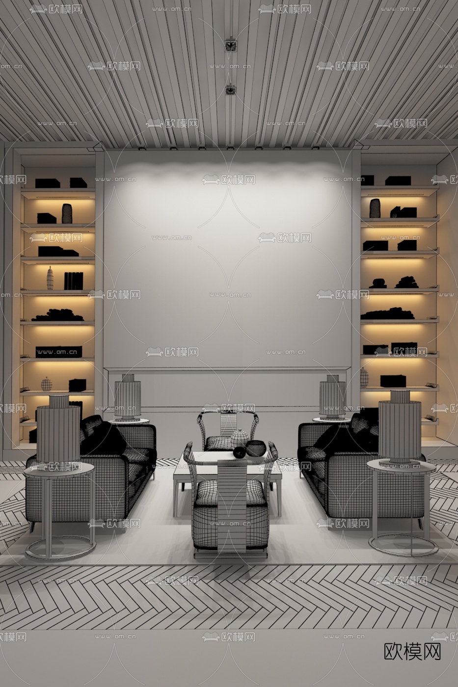 HBA设计 现代酒店休闲区3D模型下载（渲染图2）