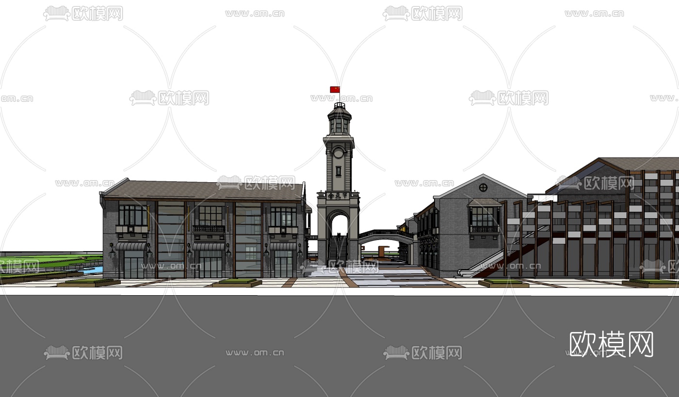 中式商业街su模型