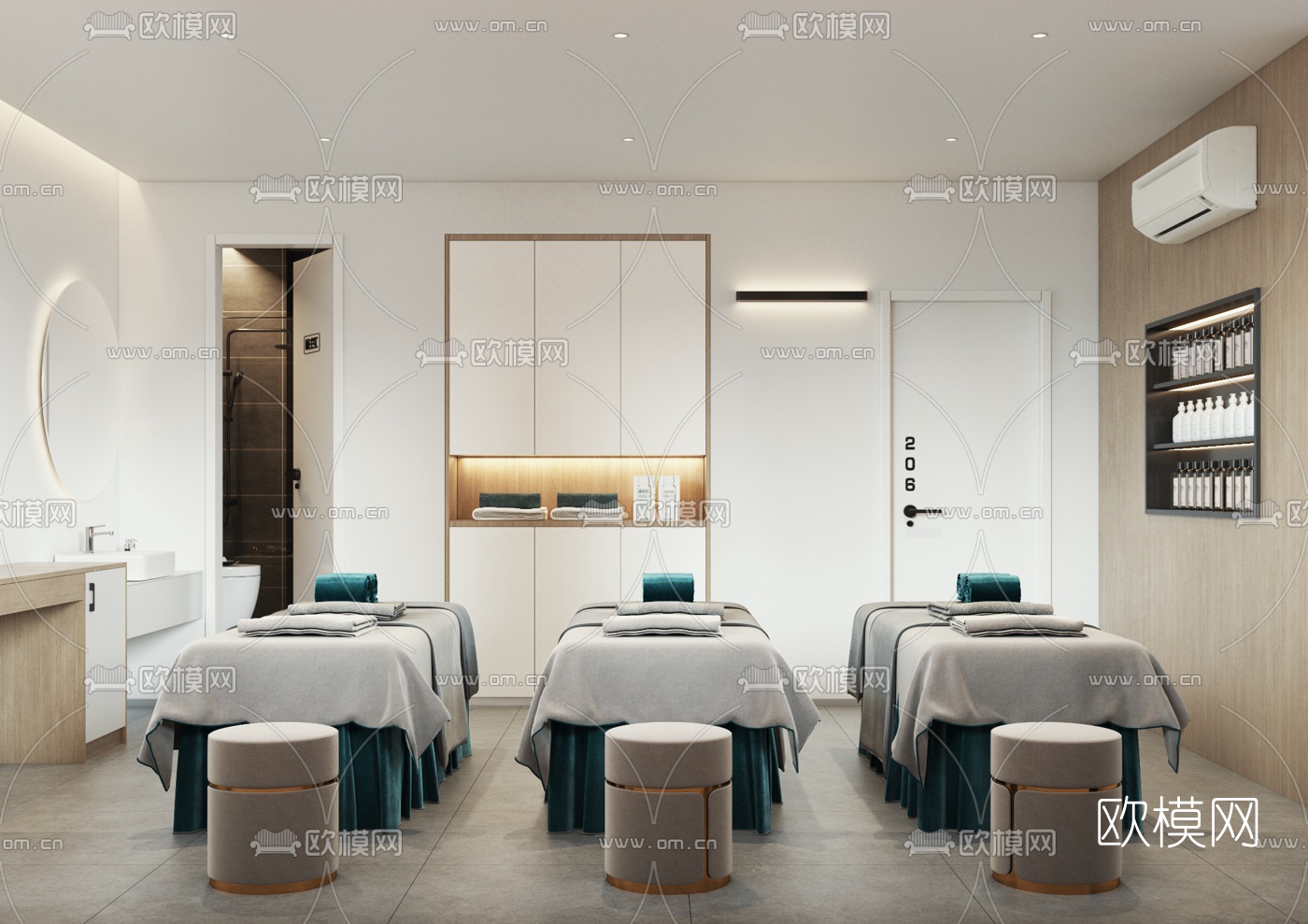 现代SPA美容包间3d模型下载