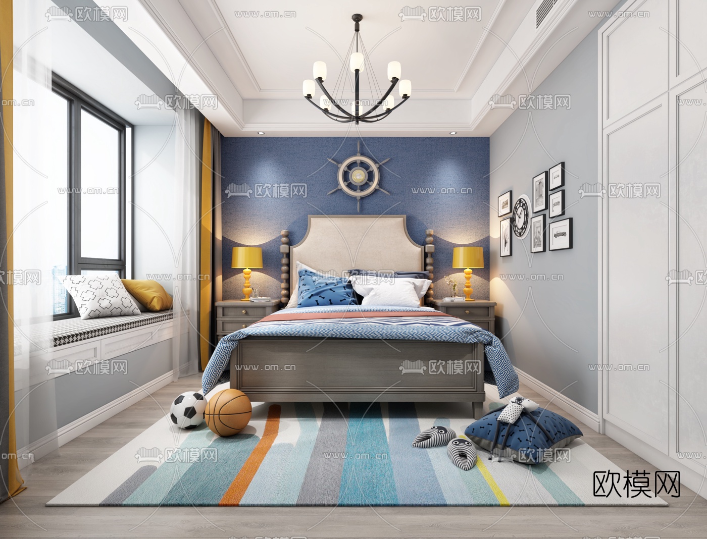 美式儿童房3d模型下载