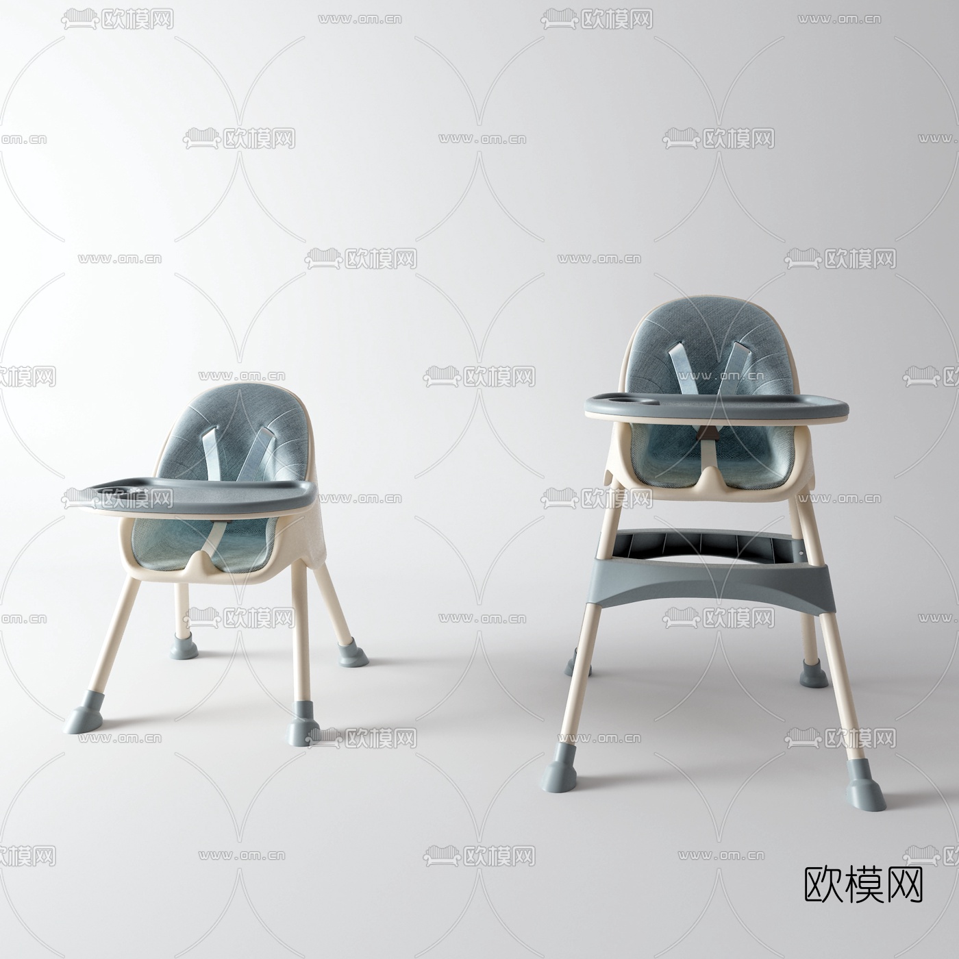 现代婴儿儿童餐椅3d模型下载