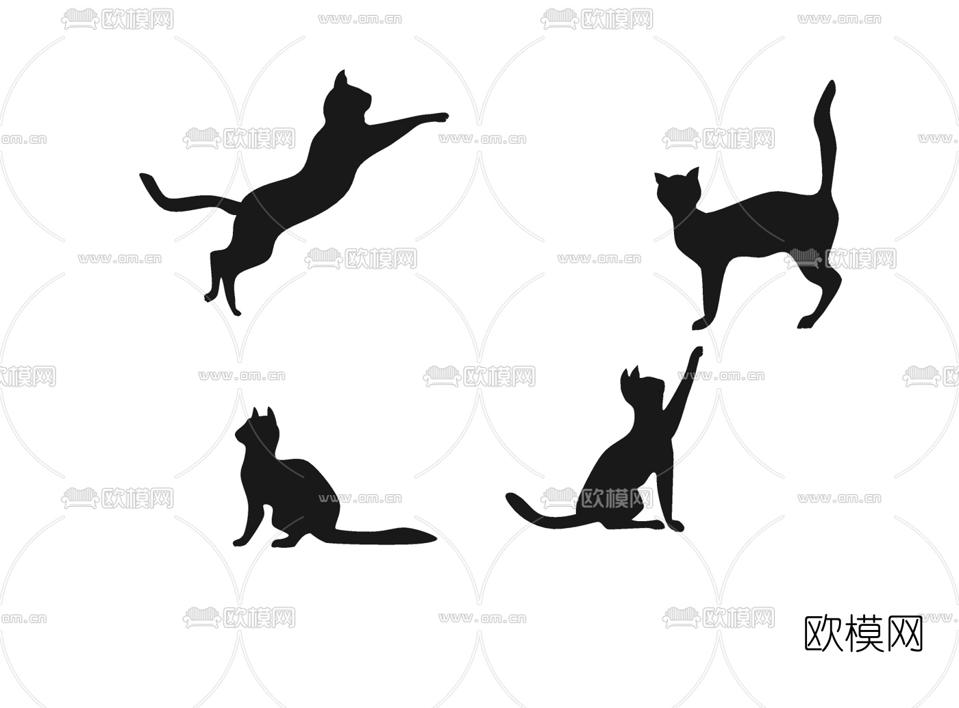 现代猫形墙饰挂件免费su模型下载