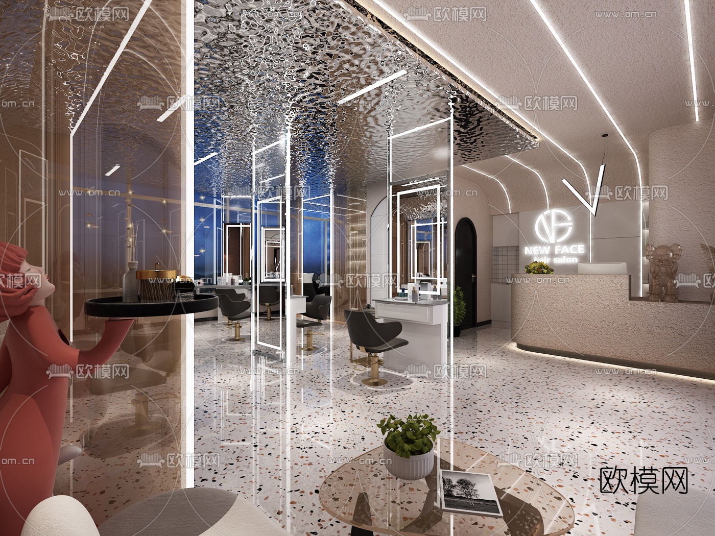 现代理发店美发店3d模型