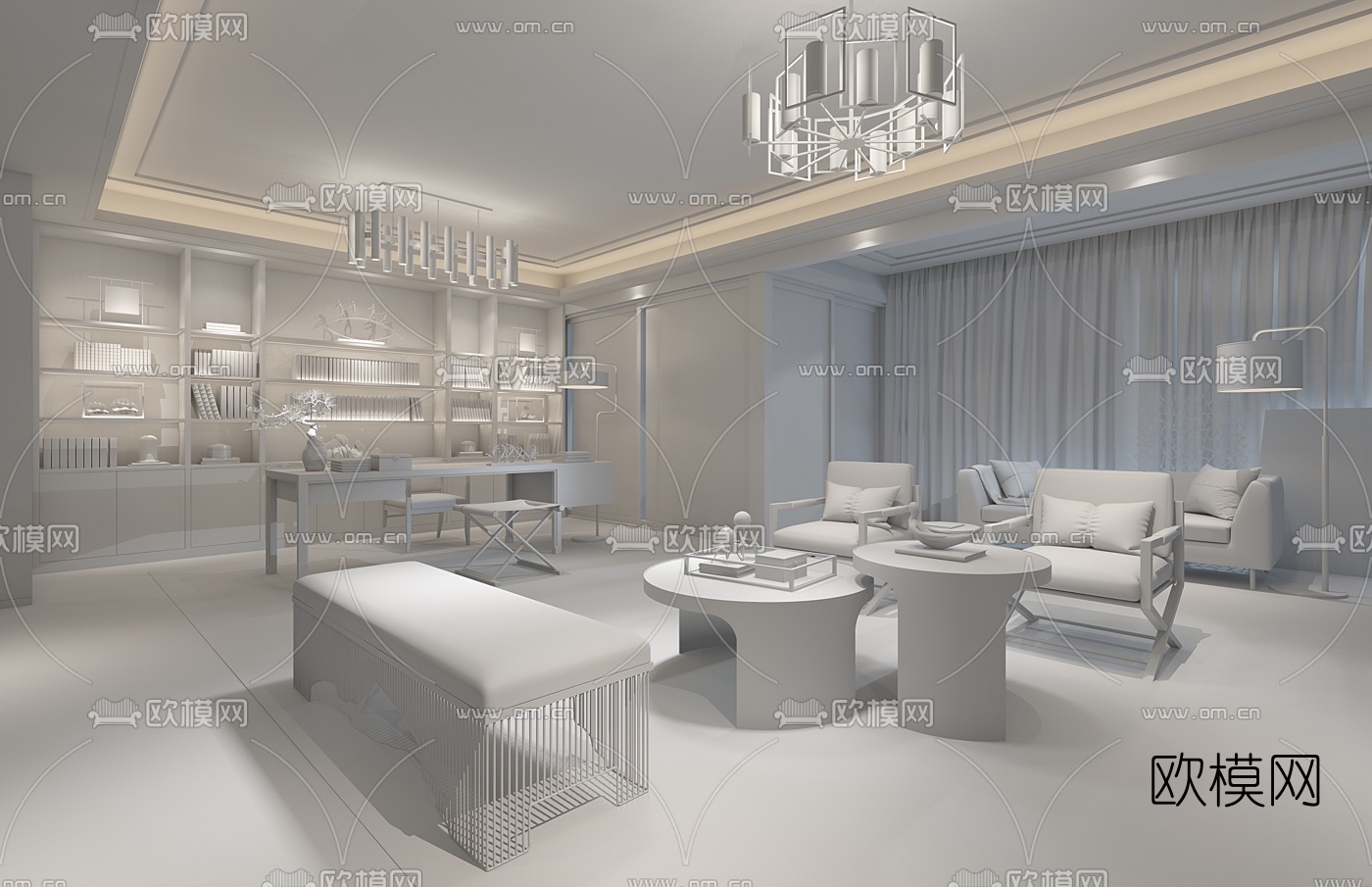 YANG设计 现代客厅3D模型