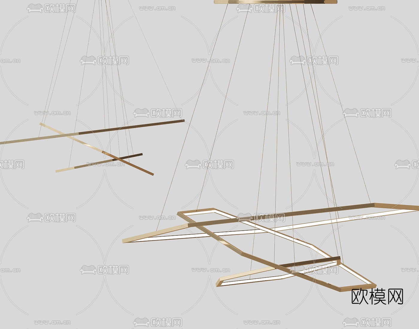 现代金属几何吊灯3d模型下载_ID10387708_3dmax免费模型-欧模网