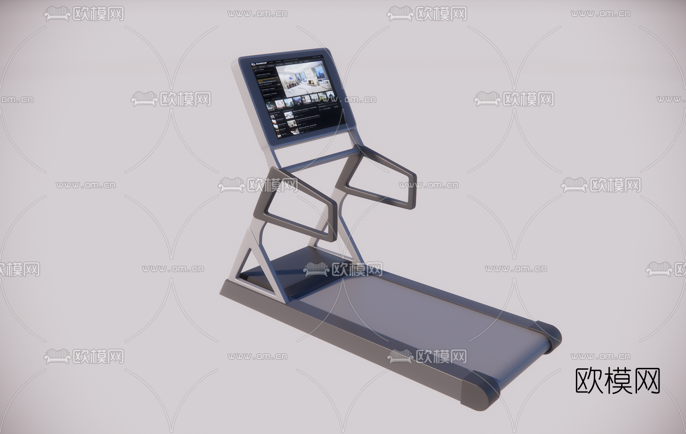 现代健身器械跑步机su模型下载（渲染图1）