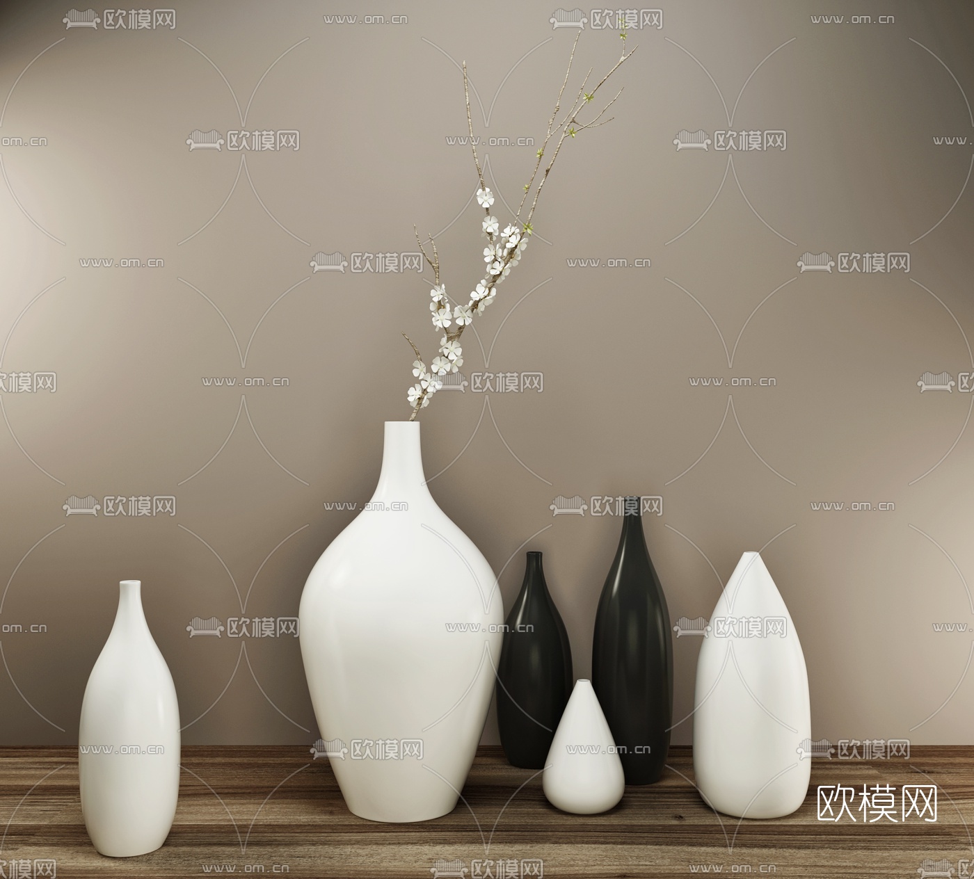 新中式陶瓷花瓶器皿免费3d模型