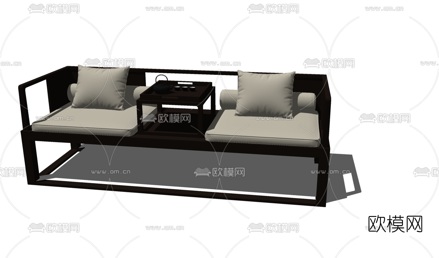 中式实木罗汉床免费su模型