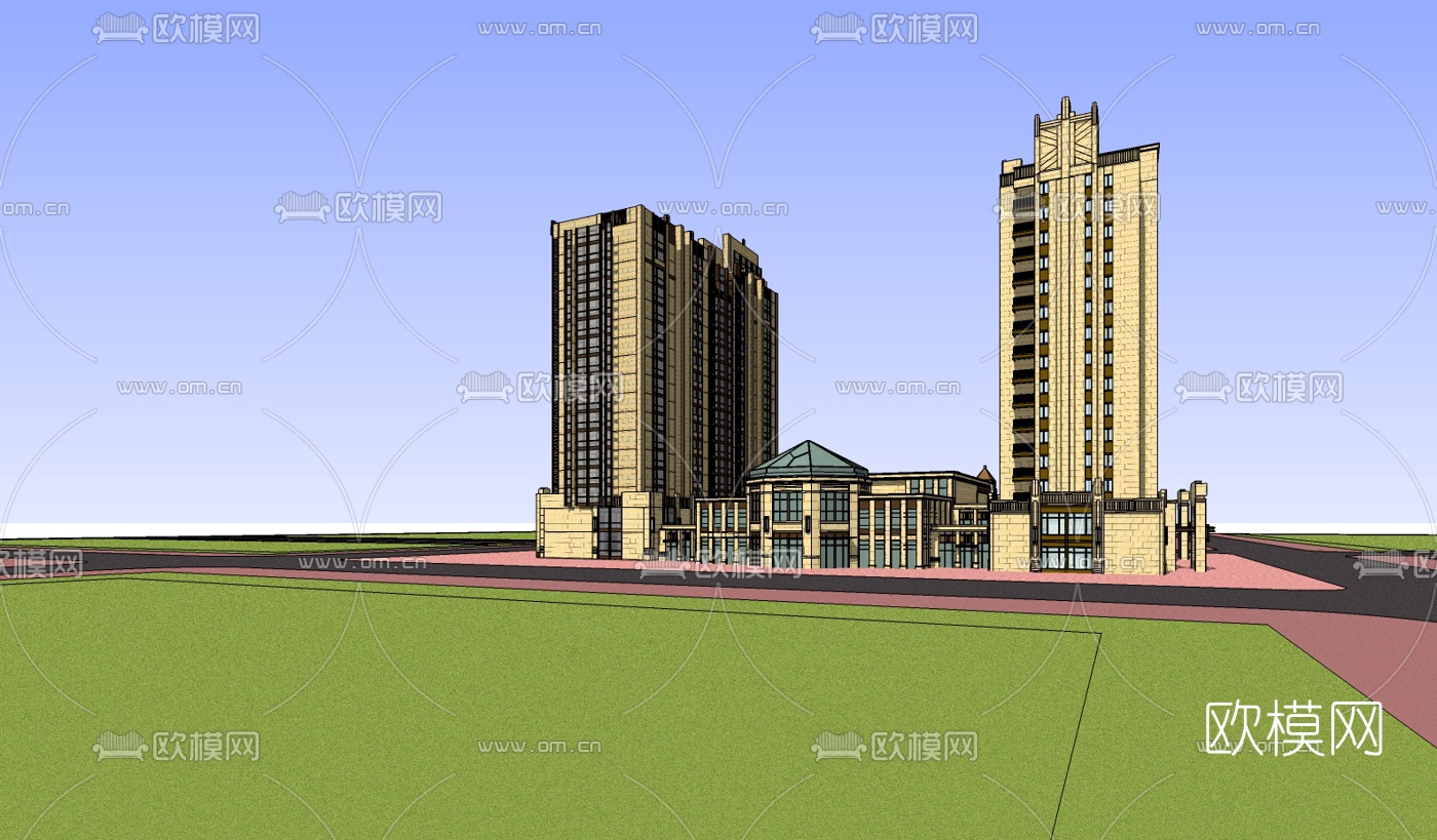 新古典商住综合楼su模型
