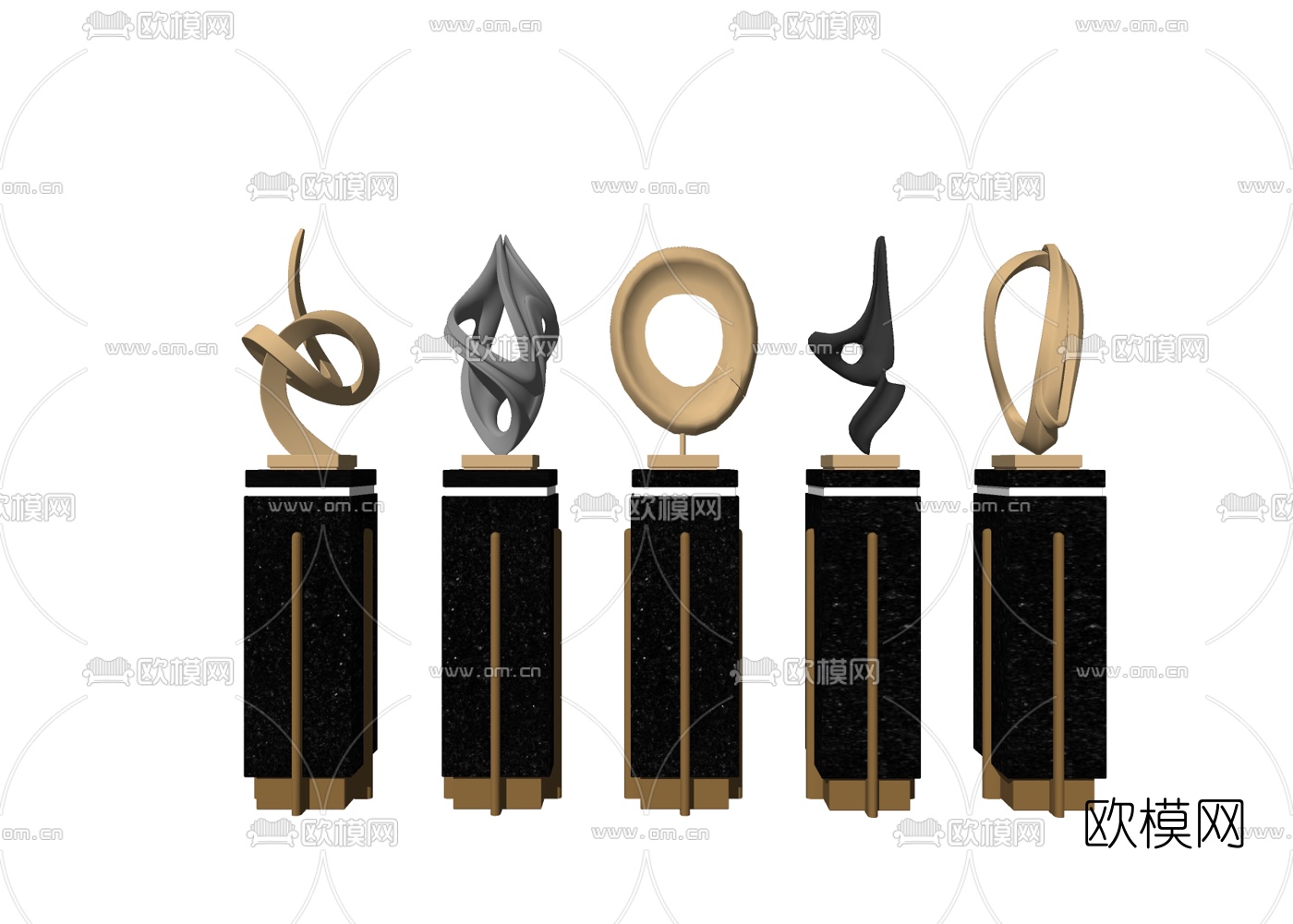 现代抽象艺术雕塑su模型下载