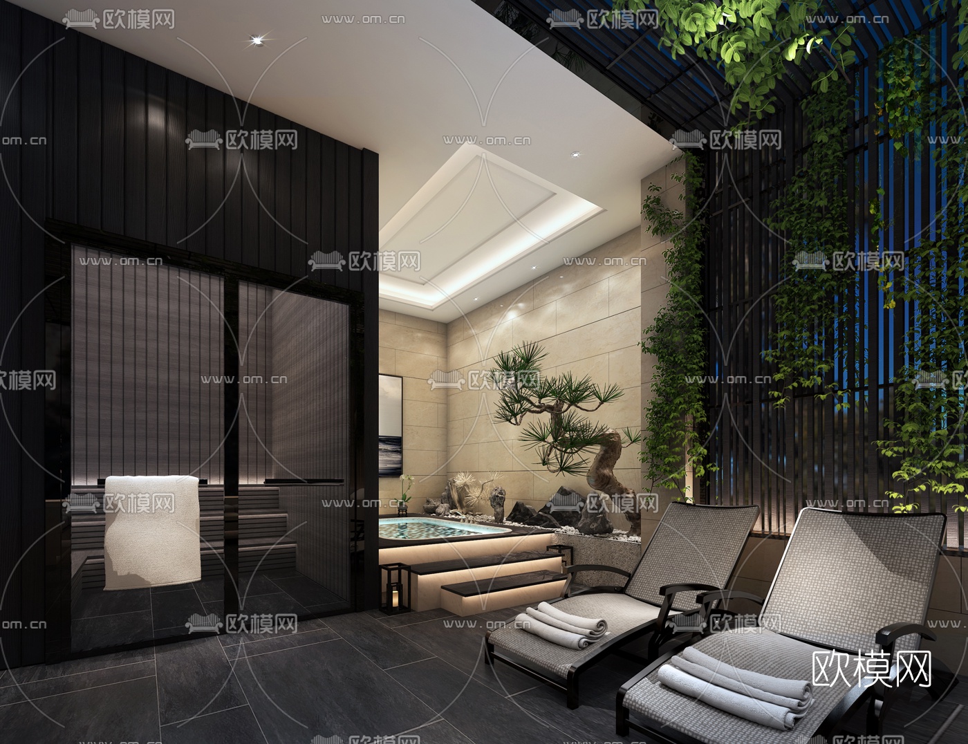 新中式屋顶花园3d模型
