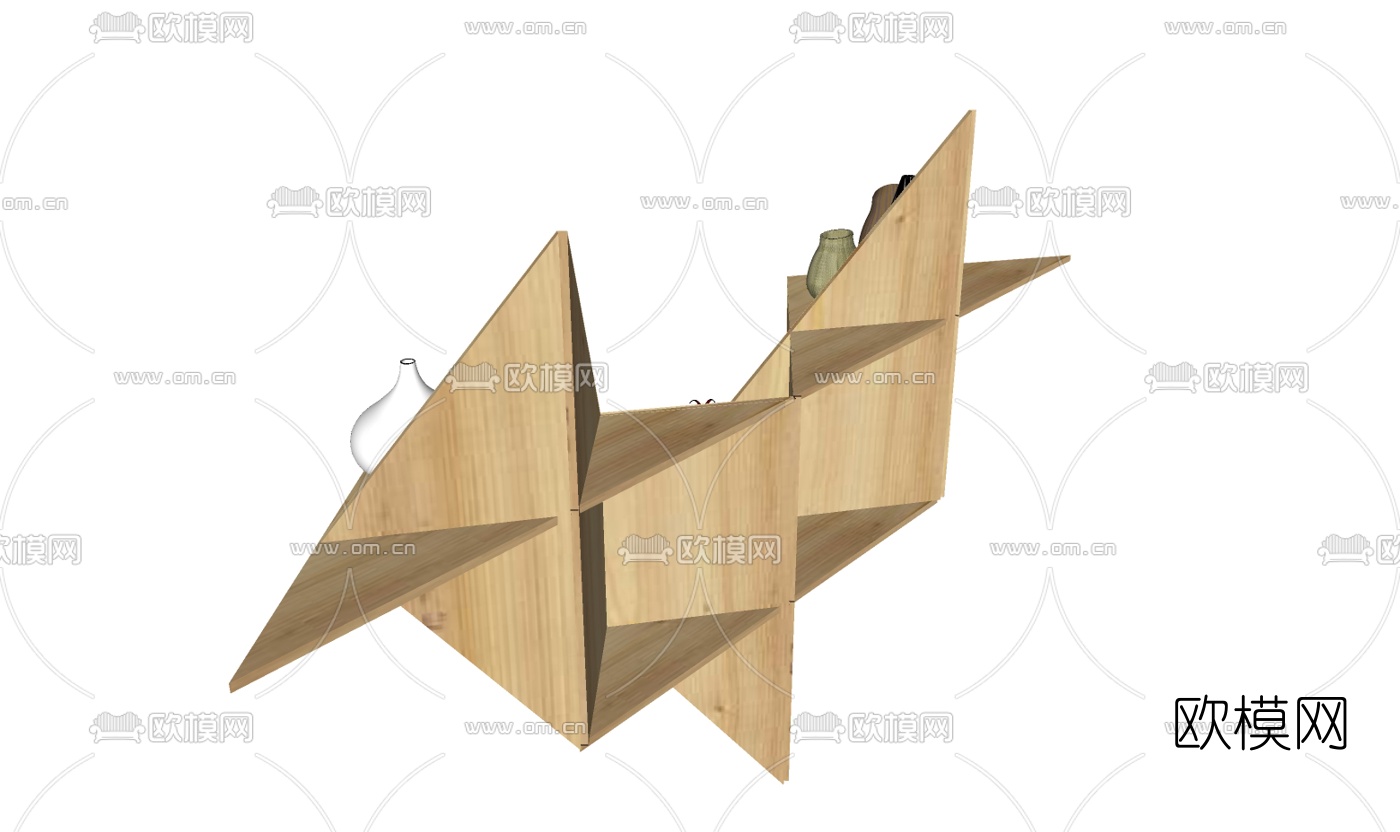 现代装饰架摆件组合免费su模型下载（渲染图3）