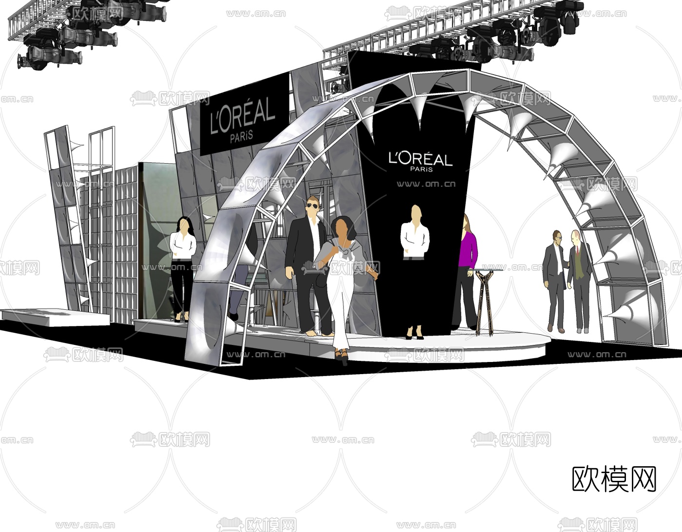 现代舞台T台设计免费su模型下载