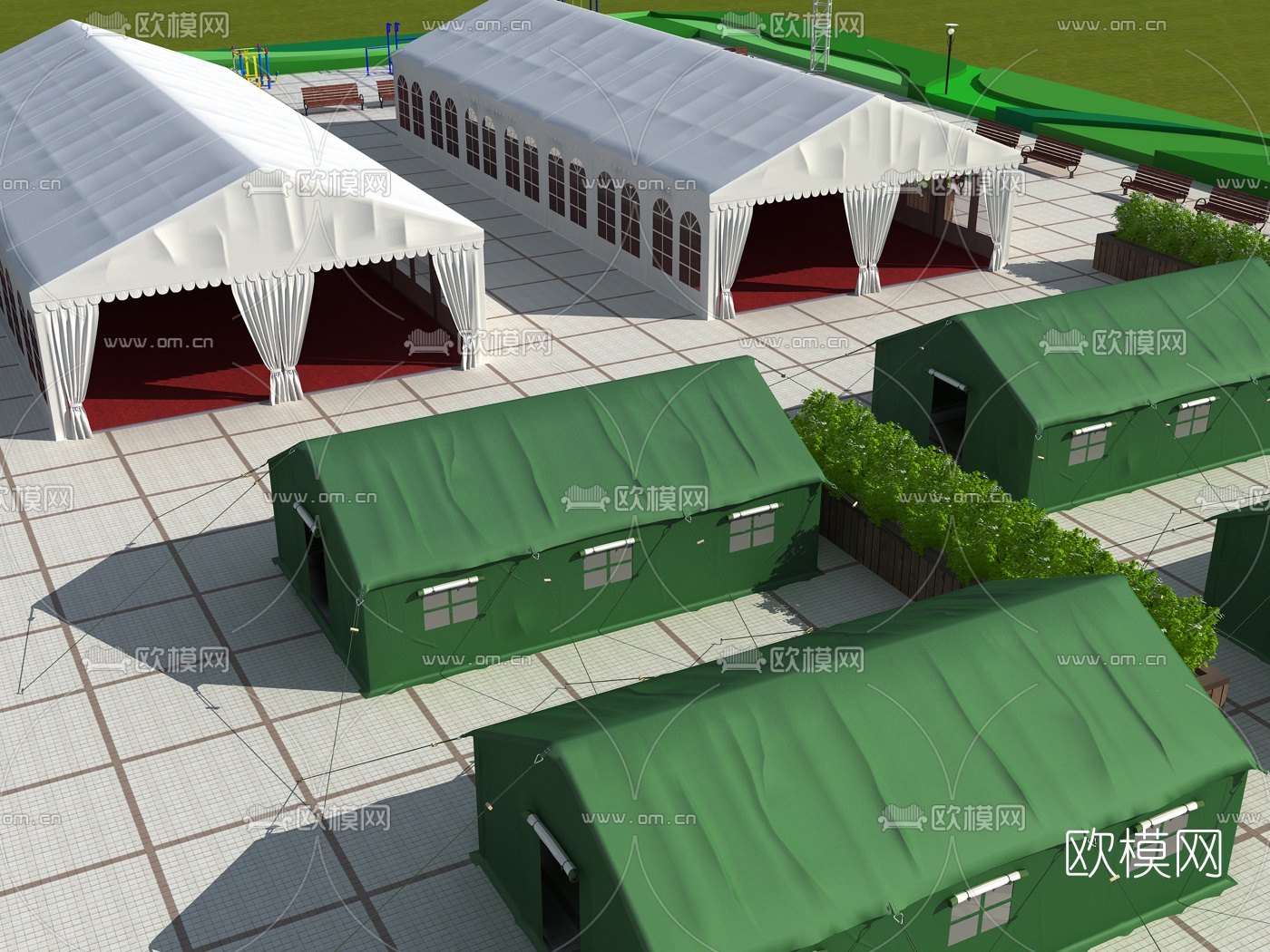 现代户外广告野营帐篷3d模型下载（渲染图2）