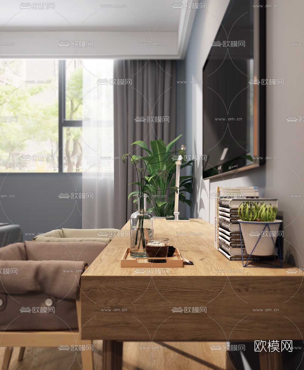 现代酒店客房双人间3d模型