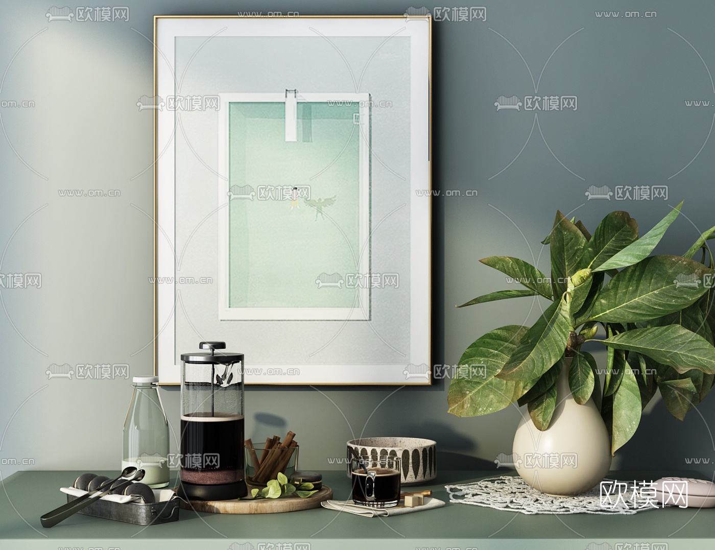 现代花瓶花卉装饰品摆件3d模型