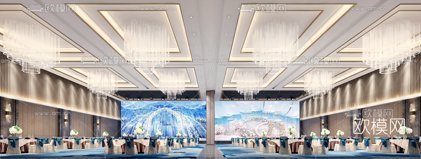 现代酒店宴会厅3d模型