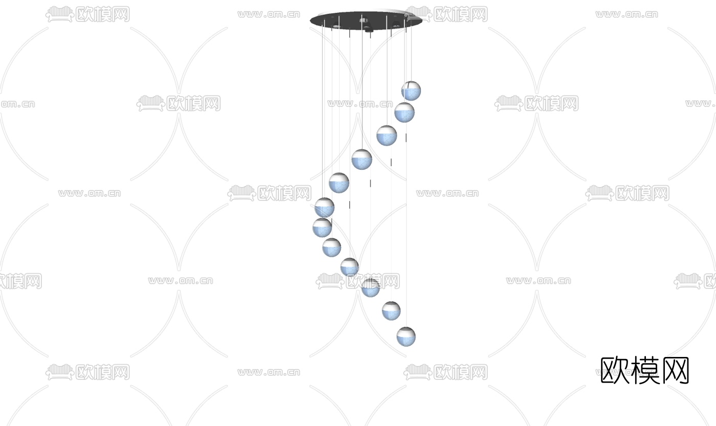 现代玻璃装饰灯免费su模型下载