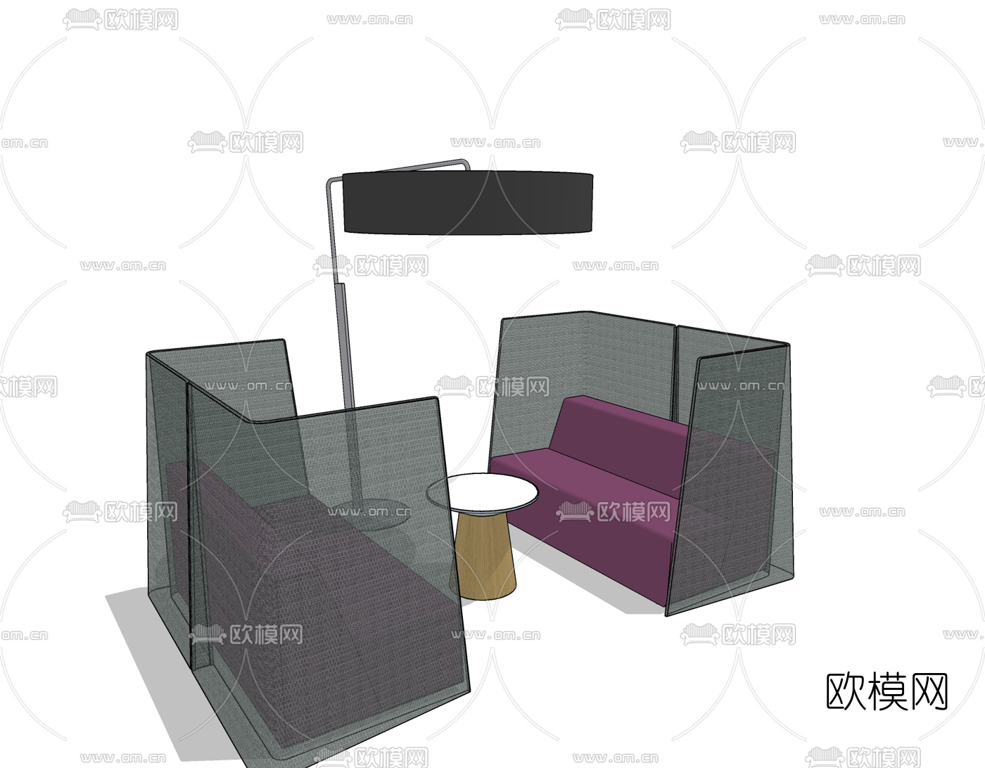现代卡座沙发免费su模型下载