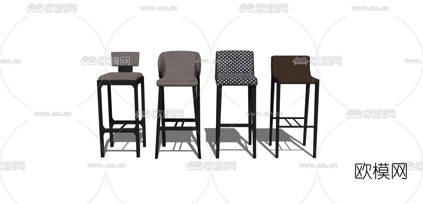现代吧凳吧椅组合su模型下载（渲染图1）