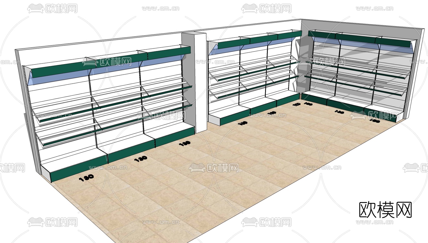 现代超市柜台免费su模型下载