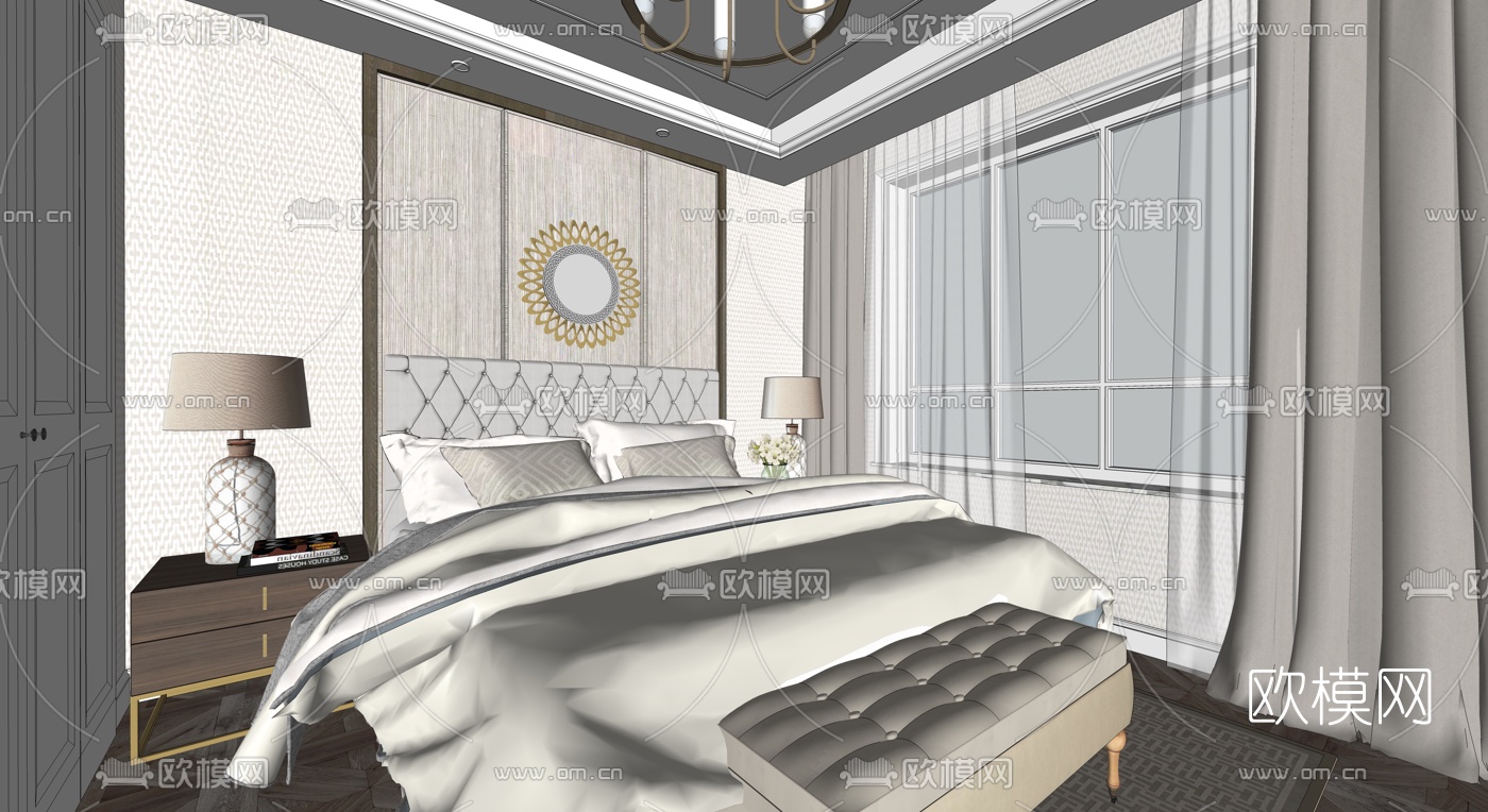 美式客餐厅su模型下载（渲染图7）