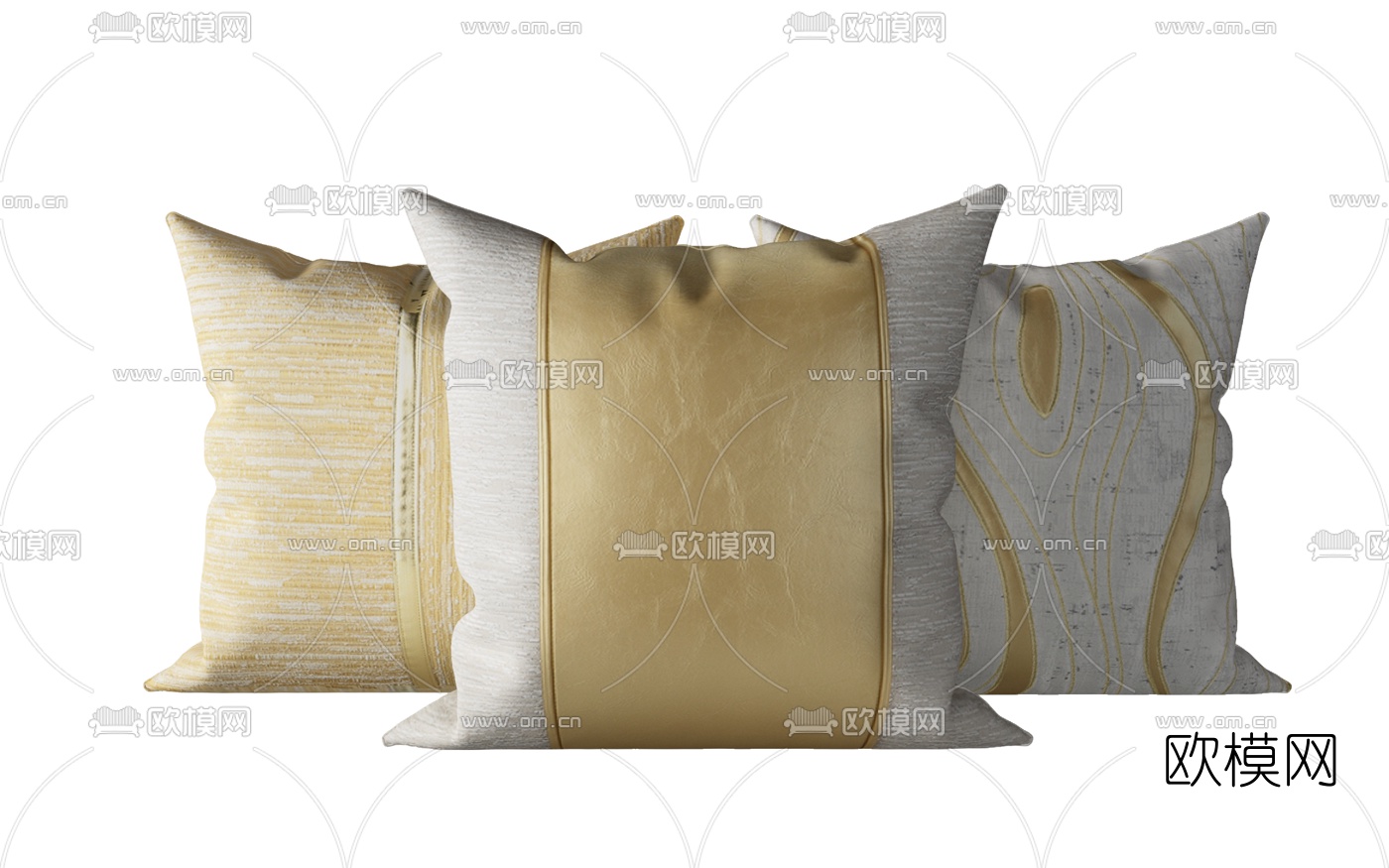 新中式轻奢抱枕组合3d模型下载（渲染图3）